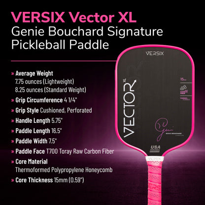 Versix Vector Genie Bouchard Pink Signature Pickleball Paddle